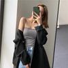 Camisola Sexy de Largo Medio sin Espalda con Copas Integradas y Almohadillas en el Pecho, Prenda Exterior o Interior sin Costuras para Mujer
