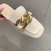 Moda Coreana Versátil Estilo Hada Celebridad de Internet Sandalias Planas para Mujer 2021 Nuevo Verano Mocasines con Cadena de Punta Abierta