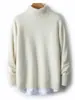 Suéter 100% Lana Otoño e Invierno para Hombre Cuello Alto Engrosado Suéter Holgado Casual Juvenil de Punto Base Pulóver Talla Grande