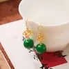 Brincos Originais Novos Chineses de Jade Verde Seco 12MM Esmeralda Verde Seco Dragão de Ferro Brincos de Jade de Alta Qualidade Atacado