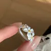 Anillo de Plata de Ley S925 Flor de Gardenia Fresca, Moderno y Elegante, Sencillo y Dulce, Diseño Fresco y Único, Anillo para el Dedo Índice para Mujeres