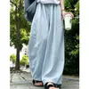 Pantalones Casuales de Verano Ligeros de Corte Holgado de Cintura Alta Estilo Coreano Estilo Perezoso de Tencel Algodón Caída Pierna Ancha