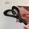 Presilha de Cabelo Elegante Preta Fosca em Formato de Coração Grande para Mulheres, Acessório de Cabelo Clip Tubarão Casual de Alta Moda