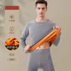 Ropa interior térmica de terciopelo dorado para comercio exterior para hombres y mujeres, forrada de polar y engrosada, conjunto de una capa con camiseta de manga larga y pantalones, a prueba de frío para parejas