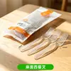 Conjunto de talheres de plástico descartável Jin Wuyuan, incluindo garfos, colheres e facas espessados, com cabos longos, adequado para delivery, bifes, pizzas e refeições estilo ocidental; atacado disponível