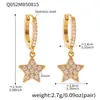Miduoduo Joyería Europea y Americana Acero Inoxidable Estrella de Cinco Puntas Completamente Diamantados Zirconia Pendientes Chapados en Oro Real de 18K Elegantes Pendientes de Moda