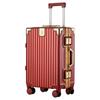 Equipaje Boda Roja caja dote nupcial caja contraseña boda caja presión rojo vino femenina marco aluminio dorado trolley estuche de cuero