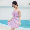 Traje de baño de una pieza para niñas, estilo coreano, con estampado de mariposas, recién llegado, sin espalda, con tirantes pequeños, para aguas termales, para niñas grandes y medianas.