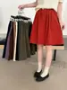 26 Nueva colección de otoño: Falda de pana lisa de cintura alta y elástica con bolsillos, falda informal y versátil de línea A para mujer