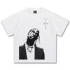 2025 Verão Transfronteiriço Travis Scott Americano Manga Curta Pesada Camiseta Masculina Estampada por Injeção Direta Manga Curta Base Masculina