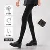 Leggings cinza femininas para uso externo, meia-calça fina para primavera e outono, leggings de compressão para emagrecer, calças térmicas de inverno grossas com forro de fleece