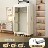Guarda-roupa simples para uso doméstico no quarto, guarda-roupa de tecido montável com estrutura totalmente em aço, espessado e reforçado, adequado para armazenamento em moradias alugadas