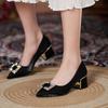 Zapatos de Boda Cheongsam Tacón Cuadrado Nuevos para Personas de Mediana Edad y Mayores Tacón Grueso Zapatos Rojos de Tacón Alto de Gama para Suegra Zapatos para Banquete de Boda