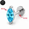 Brinco Stud de Lábio Liga de Titânio F136 Olho de Cavalo Cobre Inlaid Zircônia Osso Túnel Piercing Joia Brinco