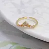 Moda transfronteriza nuevo producto microincrustado circón perla luz de lujo anillo compacto nicho de alta gama no se desvanece anillo abierto
