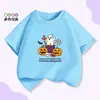 Camiseta Infantil de Halloween Negra de Manga Corta para Niños y Niñas con Estampado de Calabaza Fantasma Linda de Dibujos Animados Camiseta de Manga Corta para Niños