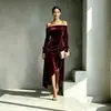 Estación Independiente Europea Comercio Exterior Ropa de Mujer Sexy de un Hombro Elegante Temperamento Vestido de Fiesta Vestido con Abertura