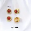 Accesorios de oro real chapado en cobre incrustados con ágata roja del sur natural, cara de anillo de caja mágica, pulsera de cuentas, nube trasera, accesorios de joyería multiagujero DIY
