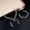 Novo produto recomendado plataforma explosões geométrico olho de cavalo flash diamante colar brincos de duas peças conjunto de noivas acessórios de casamento nupcial