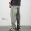 Otoño Nuevo jeans rotos moda hombre marca suelto recto pierna ancha talla grande lavado casual americano pantalones raspados