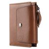 Nova Carteira Masculina Retrô em Couro de Vaca de Primeira Camada, Moda Zíper Dobrável, Couro Encerado a Óleo, Bolsa Masculina, Porta-Cartões RFID, Porta-Moedas