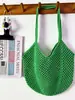 Bolso Tejido Chic Casual Gran Capacidad Hilo de Algodón Calado Bolso de Paja Estilo Perezoso Bolso de Hombro Único Bolso de Playa Vacaciones para Mujer