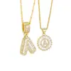 Collar con Colgante de Letra Inglesa Completa de Hielo y Azúcar, Superventas Transfronterizo, Flor de Oro Real con Incrustaciones de Zirconio de Cobre, Venta al por Mayor