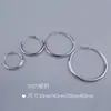 Brincos argola lisos com haste de tubo oco em prata de lei s925, brincos pendentes de temperamento europeu e americano para mulheres, brincos de rede da Coreia do Sul, argolas grandes