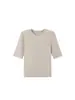 Camiseta de lana de cinco cuartos, suave y transpirable, estilo básico simple, top de punto suave y amigable con la piel para mujer
