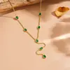 Corrente com Pingente de Diamante Colorido Eletrodeposição a Vácuo de Aço Inoxidável Transfronteiriça Joia de Aço Titânio Colar Redondo Coração de Amor para Mulheres