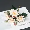 Dálias corais artificiais para decoração de casa, buquês, vitrines, decoração de hotéis, flores artificiais de tecido de seda, atacado do fabricante
