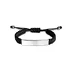 Popular Pulsera Lisa Blanca Curva de Acero de Titanio Estilo Europeo y Americano, Tipo Deslizante Ajustable Accesorio de Pulsera Tejida para Grabado DIY