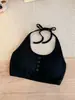 Camisola Chaleco de Algodón con Botones y Cuello Halter Chica Picante para Mujer con Copas Ropa Interior de Verano Hermosa Espalda Sin Mangas Top Exterior