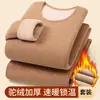 Conjunto de Roupa Térmica para Homens e Mulheres, Forrado com Lã Fleece e Espessado com Lã de Camelo, Adequado para Homens de Meia-Idade e Idosos, Camada Base de Inverno