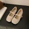 Sapatos Fofos Estilo Coreano Femininos para Uso Externo Sapatos Mary Jane Chegada Nova Outono/Inverno 2026 Sapatos de Salto para Noite Elegantes com Veludo Adicional Sapatos de Salto Único com Uma Fivela