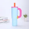 Nueva Taza de Coche Big Mac Color Dopamina Creativa Termo de Acero Inoxidable 304 Taza de Hielo Portátil con Asa