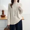 100kg Novo Estilo Outono e Inverno para Mulheres Plus Size: Suéter de Tricô Elegante Emagrecedor de Lã com Meio Gola Aberta, Roupa Íntima Tamanho Grande para Mulheres 9148