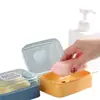 Caixa de sabonete fofa para casa com tampa, modelo novo, caixa de sabonete com drenagem, porta-sabonete, prateleira de armazenamento para banheiro, caixa de sabonete de plástico