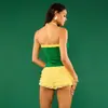 Top Tubo Picante Estilo Brasileño Transfronterizo con Adorno de Encaje y Estampado de Brasil, Corsé Corto Ajustado sin Tirantes