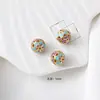 10mm esmalte chapado en oro cuenta de bola redonda charm para pulsera DIY accesorio de joyería hueco