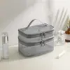 Nueva Bolsa de Maquillaje de Malla con Gran Capacidad, Neceser de Viaje Simple y Portátil, Bolsa de Almacenamiento de Cosméticos Portátil de Doble Capa