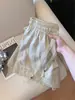 Pantalones casuales de estilo coreano a la moda, reductores de edad, de cintura alta, con cordón y ribete de encaje para mujer, de verano, corte holgado, versátiles, de pierna ancha para mujeres petite