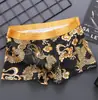 Cueca Boxer Masculina Tamanho Grande com Estampa de Dragão, Boxer Brief Masculino, Algodão Puro, Respirável, Boxer Masculino Luxuoso, Shorts da Moda Nacional Juvenil