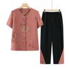 Traje de camisa de manga corta de verano para abuela, traje de dos piezas para mujeres de mediana edad y mayores, ropa de verano para personas mayores, ropa y pantalones para mujer