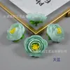 Botões de Rosa de Seda Artificial com Folhas, Flores de Botão de Chá, Acessórios de Flor para Pente de Ópera, Arranjo de Flores