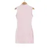 2603-26 Primavera Estilo Coreano Ajustado Liso Color Macarrón Cachemira Chaleco Vestido Cuello Alto Bodycon Falda