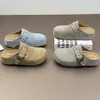 Chinelos Birkenstock para Mulheres 2026 Novo Modelo para Grávidas, Slip-On Sola Macia Largos Meio-Mules Fechados na Ponta com Solas Grossas