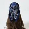 Lenço de Cabeça Paisley Preto e Branco Atacado Transfronteiriço Lenço Quadrado 70cm Lenço de Seda Lenço Quadrado de Cetim de Seda Imitação Lenço Decorativo Feminino