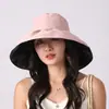 Sombrero de Sol de Vinilo Upf50+ Anti-UV para Mujer Verano Cubre Rostro Ala Ancha Sombrero de Protección Solar Sombrero de Pescador para Exteriores