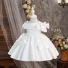 Novo vestido de florista da Amazon, vestido de princesa para crianças pequenas, com laço de tecido tridimensional, saia bufante, roupa para apresentação de piano